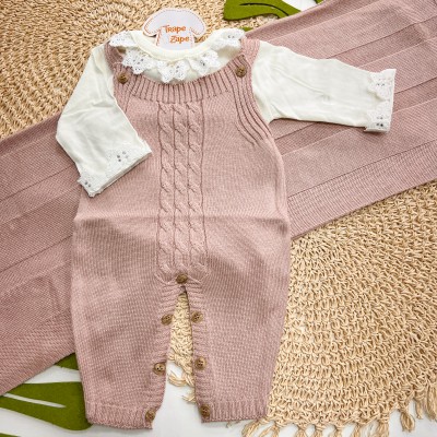 Saída de Maternidade Sam - Rosa Chá Gola Renda Borboletas