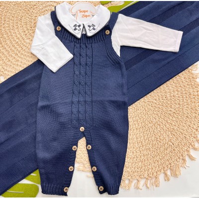 Saída de Maternidade Sam - Azul Marinho Gola Aviaõzinho