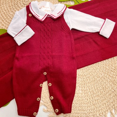 Saída de Maternidade Sam - Vermelho Gola Bolinhas