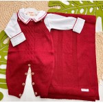 Saída de Maternidade Sam - Vermelho Gola Bolinhas