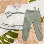 Saída de Maternidade Carla -Off White e Verde