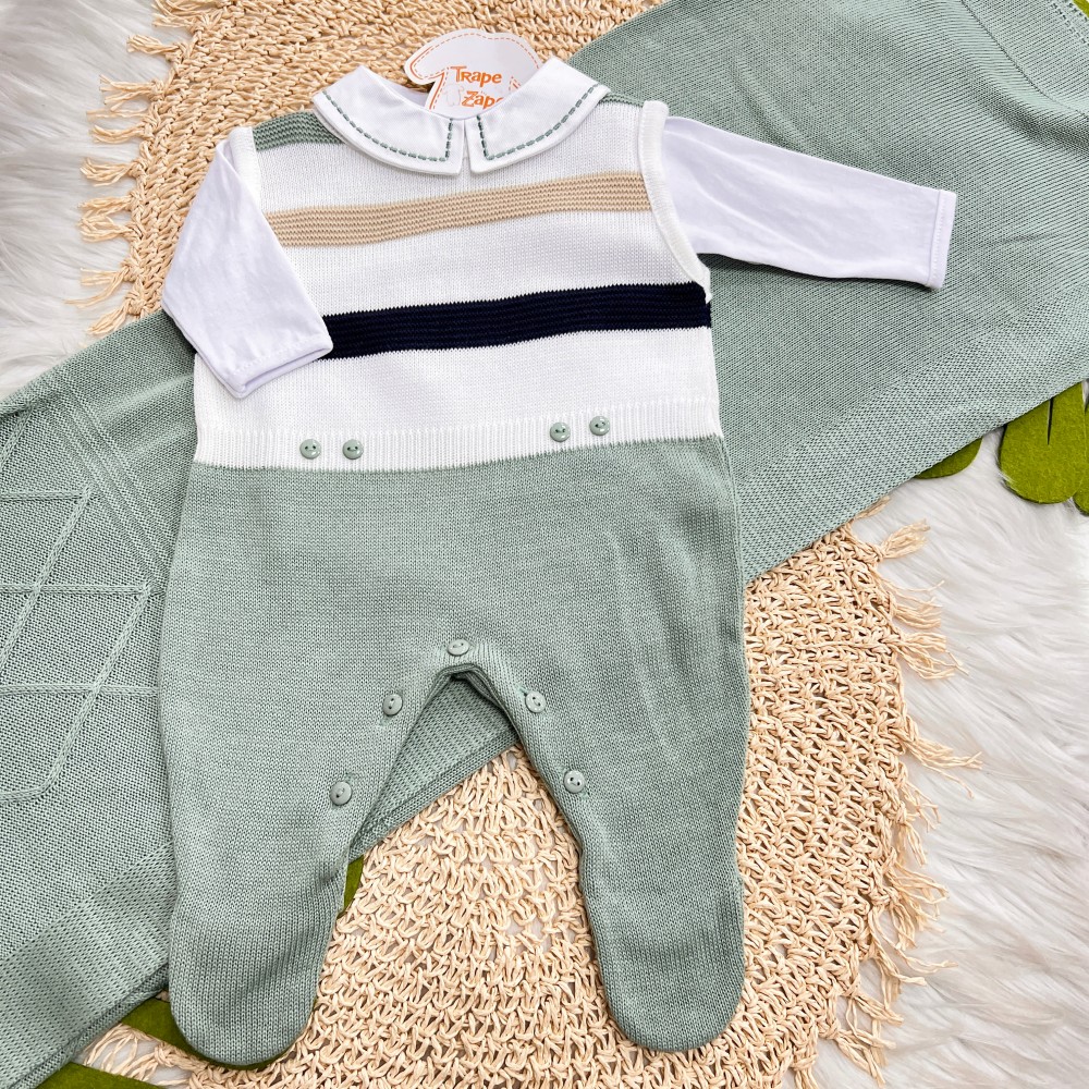 Saída de Maternidade Oliver - Verde e Branco
