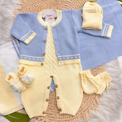 Saída de Maternidade Taylor - Amarelo e Azul Claro
