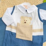  Saída de Maternidade Theodoro Liso - Azul Jeans e Bege