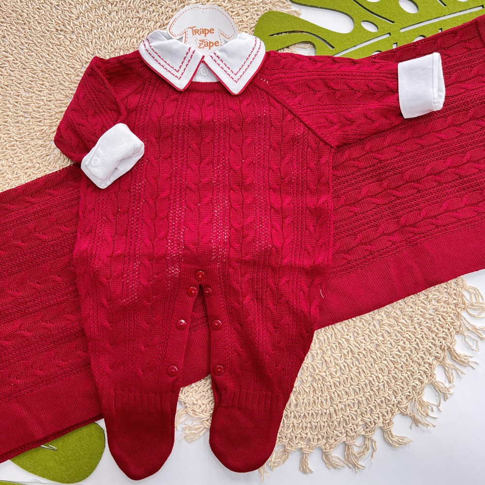 Saída de Maternidade Trança- Vermelho