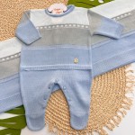 Saída de Maternidade Âncora- Azul Bebê com Cinza