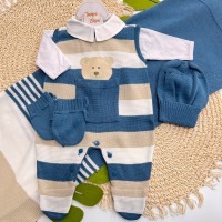  Saída Maternidade Theodoro - Azul Jeans e Bege