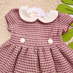 Inverno 2025 - Vestido Xadrez Pied Poule - Bordô e Areia