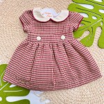 Inverno 2025 - Vestido Xadrez Pied Poule - Bordô e Areia