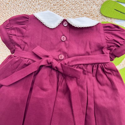 Inverno 2025 - Vestido Tricoline com Bordado - Bordô