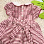 Inverno 2025 - Vestido Xadrez Pied Poule - Bordô e Areia