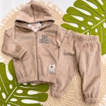 Inverno 2025 - Conj. Jaqueta Big Bear e Calça em Plush Canelado - Marrom