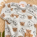 Inverno 2025 - Conj.Blusa Baby Bear e Calça em Moletom - Mescla e Marrom