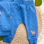 Inverno 2025 - Conj. Blusa com Capuz "Mommy, Baby Bear" e Calça em Moletom - Azul
