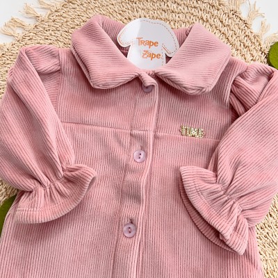 Inverno 2025 - Conj. Casaco e Calça em Plush Canelado - Rose