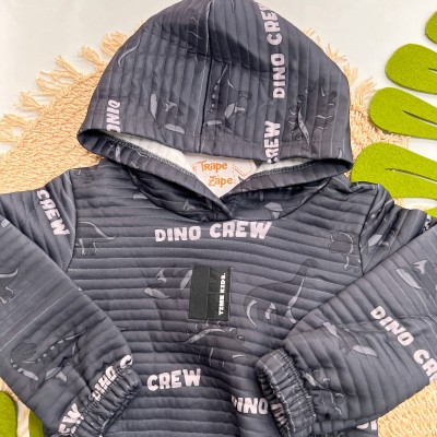 Inverno 2025 - Conj. Blusão Dino Crew e Calça em Moletom - Cinza e Preto