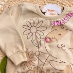 Inverno 2025 - Conj. Blusão Lovely Kitty e Legging Corações - Marrom 