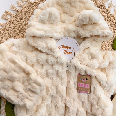  Inverno 2025 - Conj. Jaqueta de Pelinho Hugs Here e Legging - Creme