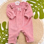 Inverno 2025 - Macacão Plush Canelado com Laço - Rose