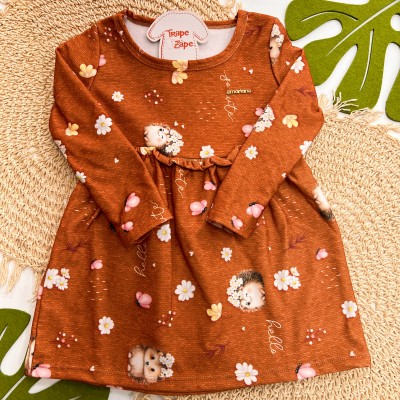 Inverno 2025 - Vestido So Cute de Malha Flanelado por Dentro  - Caramelo 