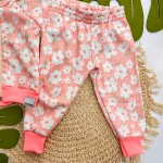 Inverno 2025 - Conj. Jaqueta com Capuz em Pelinho e Calça Flores - Rosa
