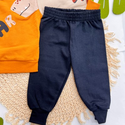  Inverno 2025 - Conjunto Dino Fofo Roar Casaco e Calça em Moletom - Laranja 