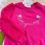 Inverno 2025 - Conj. Blusão Love Your e Calça em Moletom - Pink