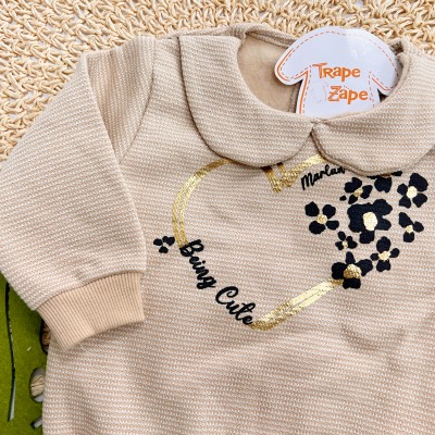 Inverno 2025 -Conj. Casaco Being Cute e Legging - Areia e Preto