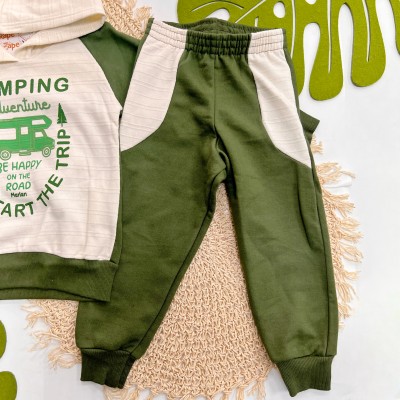 Inverno 2025 - Conjunto Camping Adventure Casaco com Capuz e Calça de Moletom - Verde 