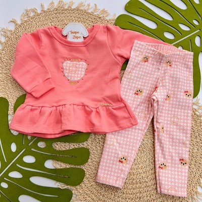 Inverno 2025 - Conj. Blusão Love e Legging Ursinhas com Lacinhos - Rose