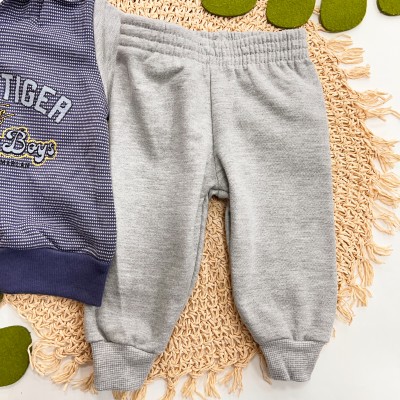 Inverno 2025 - Conjunto Baby Tiger Casaco com Capuz e Calça Moletom - Mescla 