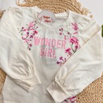 Inverno 2025 - Conjunto Wonder Girl Blusa de Malha e Calça Canelada - Bege 