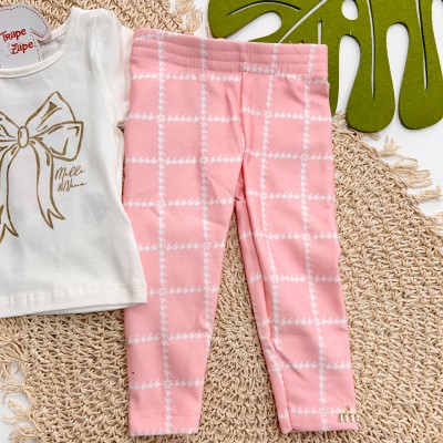 Inverno 2025 - Conjunto Lacinho Blusa e Calça de Malha - Rosa 