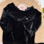 Inverno 2025 - Conjunto de Veludo com Lacinho Casaco e Calça - Preto 