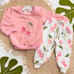 Inverno 2025 - Conjunto Cerejinha Casaco e Calça em Moletom - Rosa