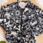 Inverno 2025 - Conjunto Céu e Flores Jaqueta e Calça - Preto e Branco