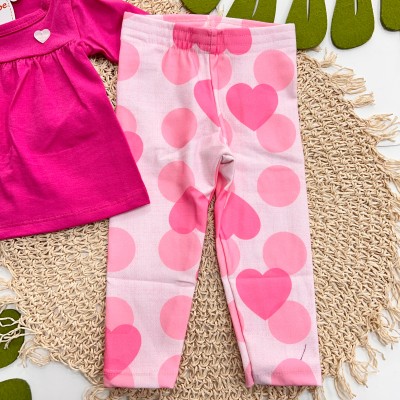 Inverno 2025 - Conjunto Corações Blusa de Malha e Calça Legging - Rosa 