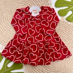   Inv 2025 - Vestido Manga Longa Corações - Vermelho 