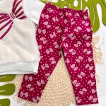 Inverno 2025 - Conj. Casaco Pelinho e Legging Laços - Off White e Bordô