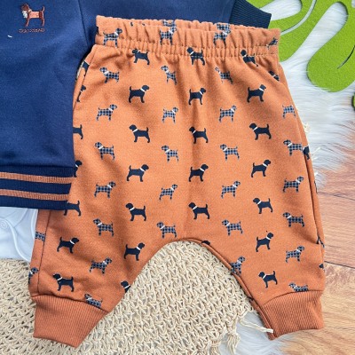 Inverno 2025 - Conj. Jaqueta Dog Friend, Body e Calça em Moletom - Marinho