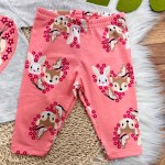 Inverno 2025 - Conj. Blusa Manga Longa e Legging Coelha e Renna - Rosa