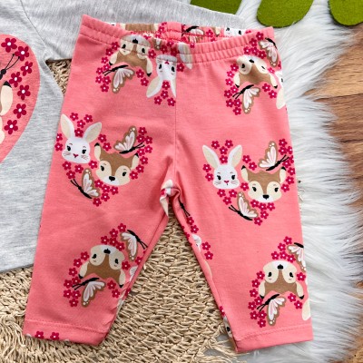 Inverno 2025 - Conj. Blusa Manga Longa e Legging Coelha e Renna - Rosa