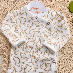 Body Kimono Manga Longa - Dino - Off White e Ferrugem