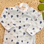 Body Kimono Manga Longa - Balão - Off White e Azul Marinho