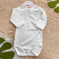 Body Kimono Manga Longa - Ursinhos - Off White e Verde