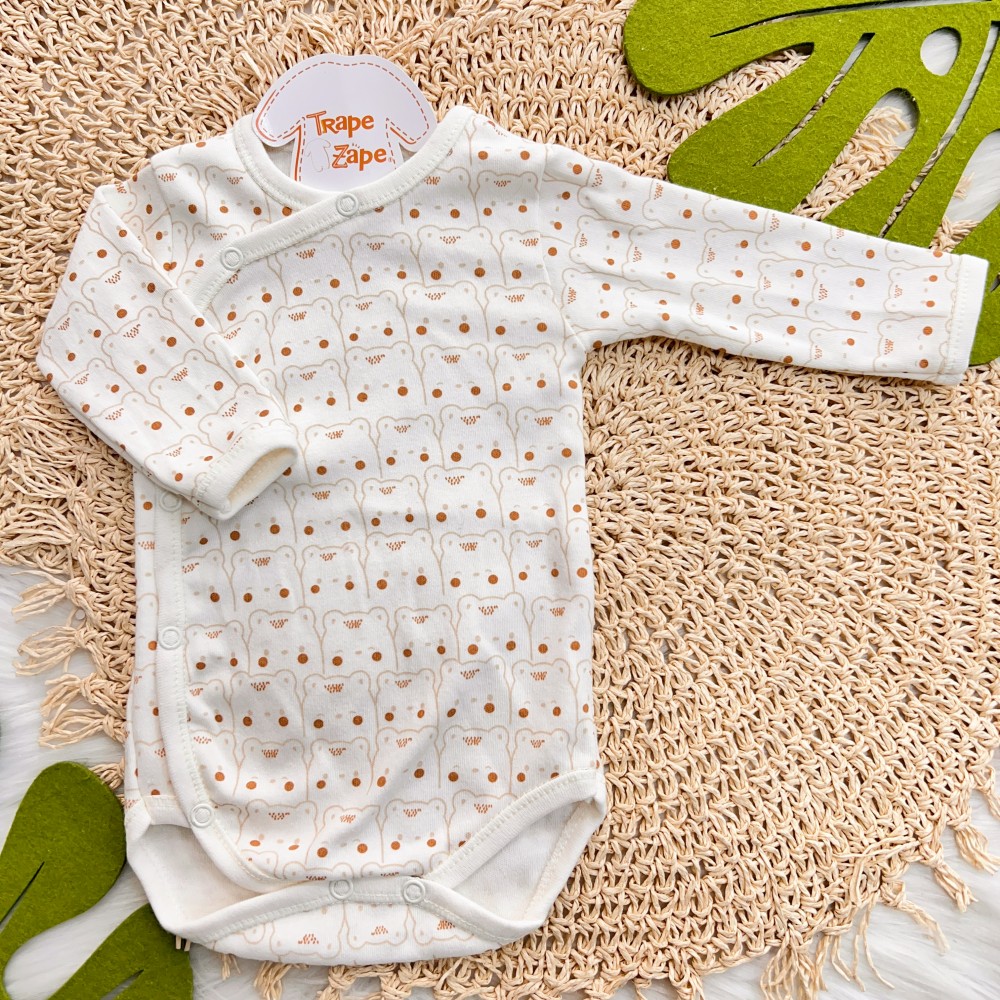 Body Kimono Manga Longa - Balão - Off White e Ferrugem