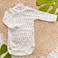 Body Kimono Manga Longa - Ursinhos - Off White e Ferrugem