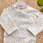 Body Kimono Manga Longa - Cachorrinhos - Off White e Bege