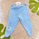 Conjunto de Malha 3 peças - Elefantinho - Azul Bebê e Off White