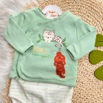 Conjunto de Malha 3 peças - Brinca Comigo - Verde e Off White